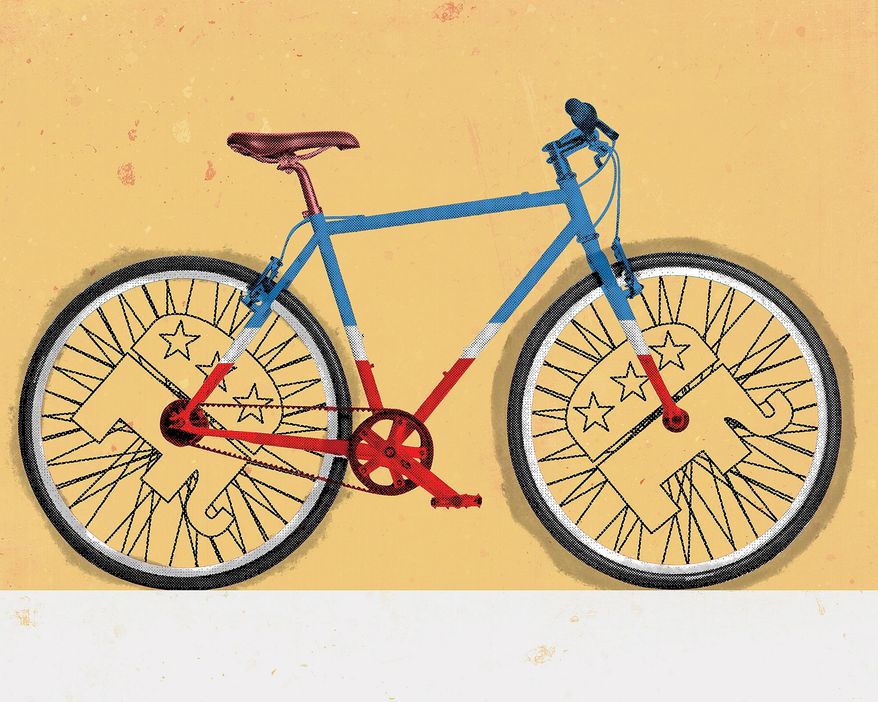 Illustration on bicycles by Linas Garsys/The Washington Times