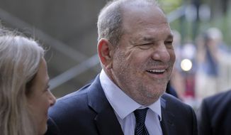 Harvey Weinstein, right, arrives at court for a hearing related to his sexual assault case, Thursday, July 11, 2019,  in New York. Weinstein&#39;s lawyer Jose Baez is going to court Thursday to get a judge&#39;s permission to leave the case, the latest defection from what was once seen as a modern version of O.J. Simpson&#39;s &amp;quot;dream team&amp;quot; of attorneys.  (AP Photo/Seth Wenig)