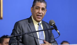 This Jan. 15, 2018, photo shows U.S. Rep. Adriano Espaillat, D-N.Y. speaking at the National Action Network House of Justice, in New York. (Associated Press) **FILE**