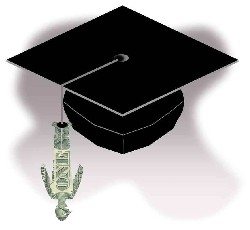 Illustration on the college tuition burden by Alexander Hunter/The Washington Times