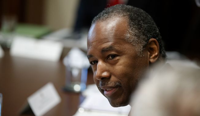 Housing and Urban Development Secretary Ben Carson speaks during a Cabinet meeting in the Cabinet Room of the White House, Tuesday, July 16, 2019, in Washington. (AP Photo/Alex Brandon) **FILE**