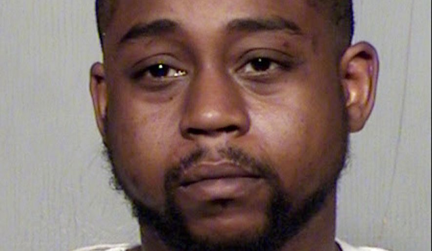 This undated booking photo provided by the Maricopa County Sheriff's Office shows L.C. Jones III. Jones, 29, is in custody after being arrested in two hit-and-run fatalities last weekend. Police said Jones was arrested Monday, July 15, 2019 on suspicion of second-degree murder, manslaughter, hit-and-run and endangerment in the deaths Saturday night, July 14, of 17-year old Nester Lopez and 28-year-old Edgar Ferral-Lopez in Phoneix. (Maricopa County Sheriff's Office via AP)
