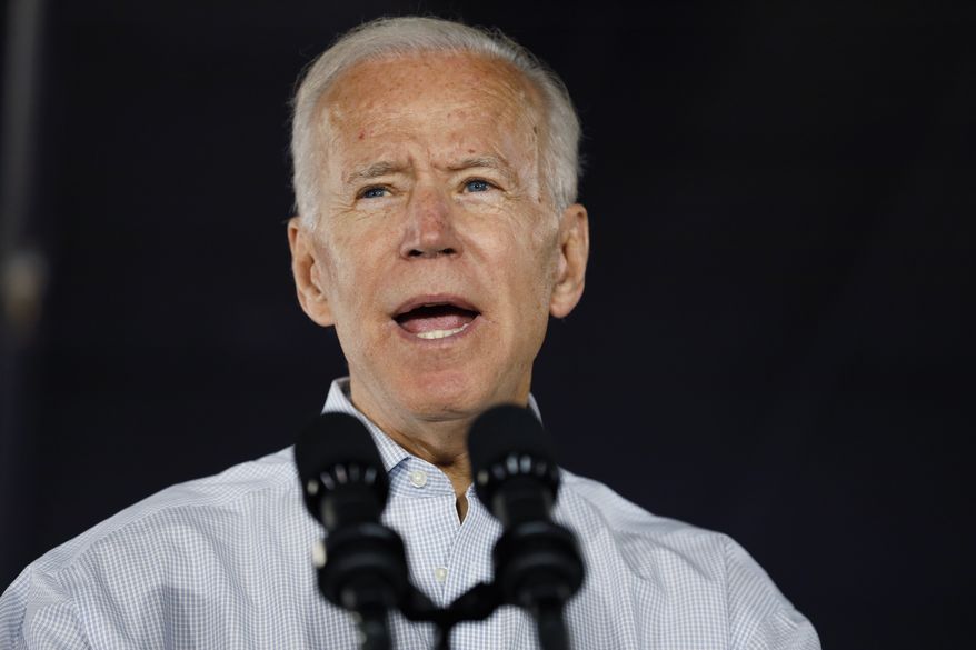 Democratic presidential candidate former Vice President Joe Biden speaks at a community event, Wednesday, July 17, 2019, in Council Bluffs, Iowa. (AP Photo/Charlie Neibergall)
