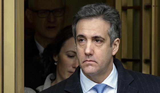 In this Dec. 12, 2018, file photo, Michael Cohen, President Donald Trump&#x27;s former lawyer, leaves federal court after his sentencing in New York. (AP Photo/Craig Ruttle, File)