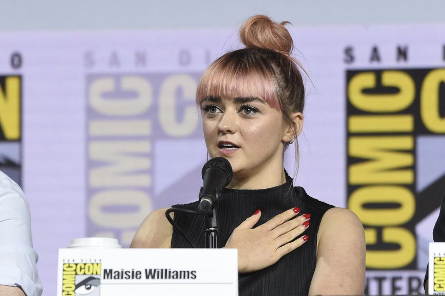 Maisie Williams speaks during the "Game of Thrones" panel on day two of Comic-Con International on Friday, July 19, 2019, in San Diego. (Photo by Chris Pizzello/Invision/AP)