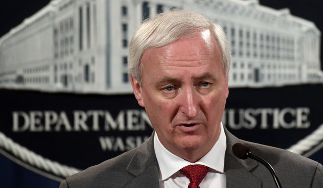Deputy Attorney General Jeffrey Rosen speaks during a news conference at the Justice Department in Washington, Friday, July 19, 2019. (AP Photo/Susan Walsh) ** FILE **