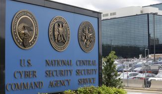 This June 6, 2013, file photo, shows the sign outside the National Security Administration (NSA) campus in Fort Meade, Md. (AP Photo/Patrick Semansky, File)