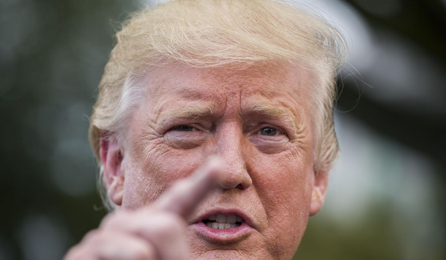 President Donald Trump speaks with reporters on the South Lawn of the White House before departing, Wednesday, July 17, 2019, in Washington. (AP Photo/Alex Brandon) **FILE**