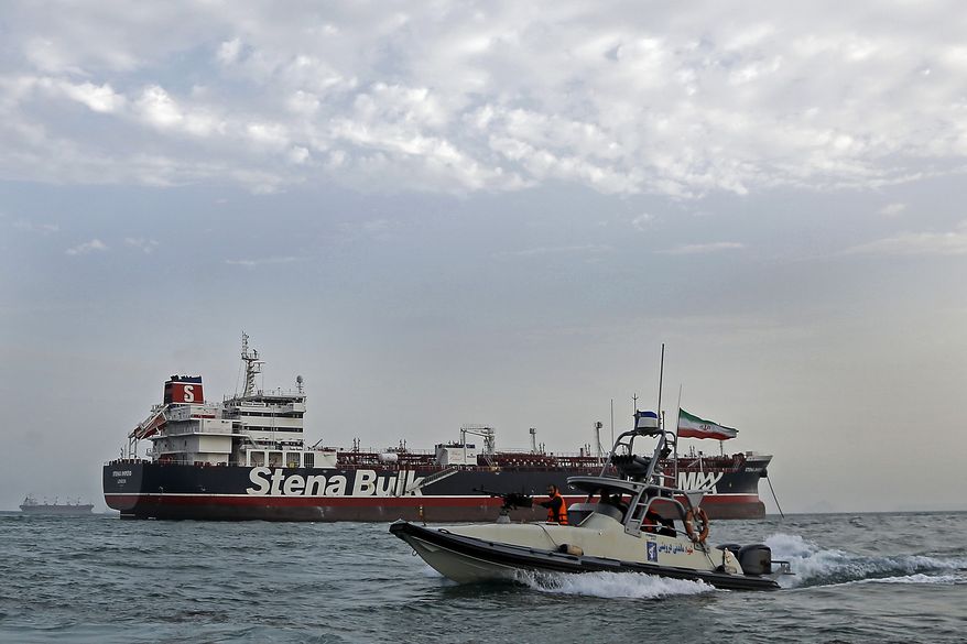 The Islamic Revolutionary Guard Corps' capture Friday of the British oil tanker Stena Impero indicates that Iran is deadly serious about its policy of trying to control all maritime traffic in the Strait of Hormuz. (Associated Press)