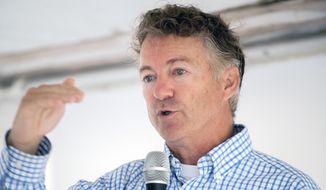 U.S. Sen. Rand Paul, R-Ky., speaks Monday, July 22, 2019, during a ribbon-cutting ceremony for Amneal Pharmaceuticals in Glasgow, Ky. (Bac Totrong)/Daily News via AP) ** FILE **