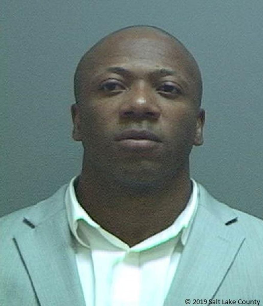 This photo provided by the Salt Lake County Sheriff's Office shows Shawn Rhoden. Rhoden, a champion bodybuilder faces felony charges accusing him of raping a female bodybuilder in a Salt Lake City suburb last October. Court records indicate that Rhoden appeared in court Tuesday, July 23, 2019, in a Salt Lake City suburb and had his bail lowered to $250,000 before being sent to jail. An arrest warrant issued July 11 had set his bail at $750,000. (Salt Lake County Sheriff's Office, via AP)