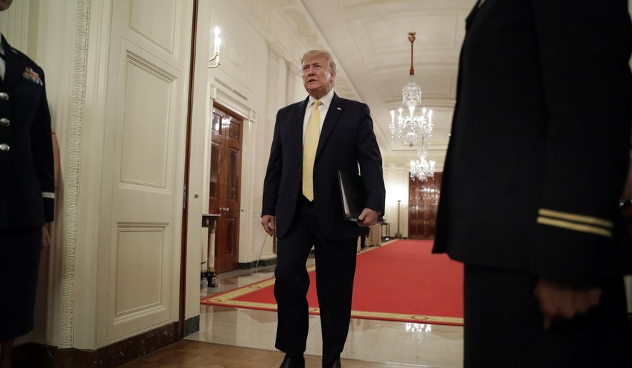 President Donald Trump arrives to speak at the "Presidential Social Media Summit" in the East Room of the White House, Thursday, July 11, 2019, in Washington. (AP Photo/Evan Vucci) ** FILE **