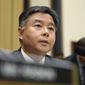 Rep. Ted Lieu, D-Calif., asks questions to former special counsel Robert Mueller, as he testifies before the House Judiciary Committee hearing on his report on Russian election interference, on Capitol Hill, in Washington, Wednesday, July 24, 2019. (AP Photo/Andrew Harnik)