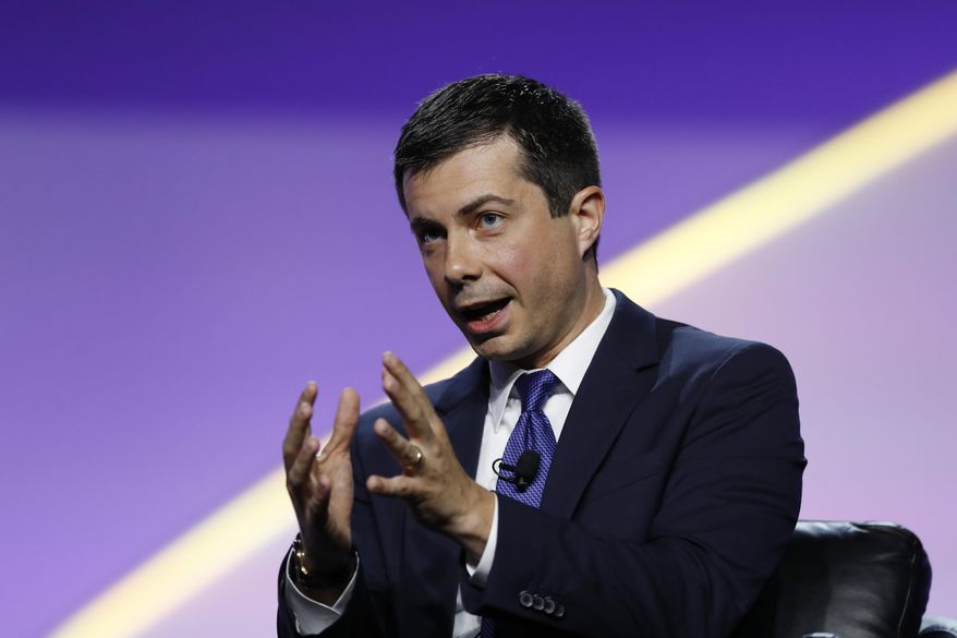 Democratic presidential candidate and South Bend, Ind., Mayor Pete Buttigieg, speaks during a candidates forum at the 110th NAACP National Convention, Wednesday, July 24, 2019, in Detroit. (AP Photo/Carlos Osorio)