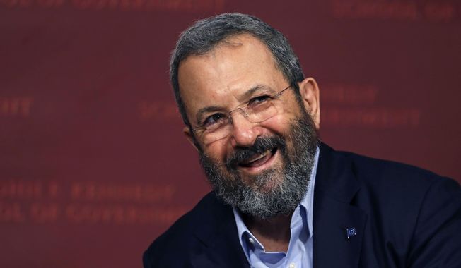 In this Sept. 21, 2016 file photo, former Israeli Prime Minister Ehud Barak smiles during a lecture at the John F. Kennedy School of Government at Harvard University in Cambridge, Mass. (AP Photo/Charles Krupa&amp;lt; File)