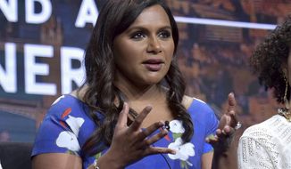 Co-creator/executive producer Mindy Kaling speaks in Hulu&#39;s &amp;quot;Four Weddings and a Funeral&amp;quot; panel at the Television Critics Association Summer Press Tour on Friday, July 26, 2019, in Beverly Hills, Calif. (Photo by Richard Shotwell/Invision/AP)