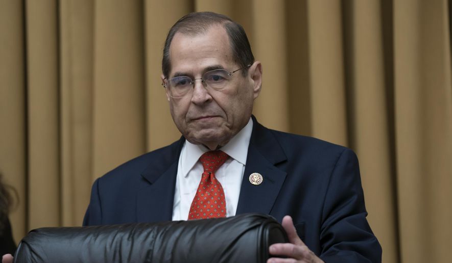 House Judiciary Committee Chair Jerrold Nadler, D-N.Y., arrives to hear former special counsel Robert Mueller testifies about his investigation into President Donald Trump and Russian interference in the 2016 election, on Capitol Hill in Washington, Wednesday, July 24, 2019. (AP Photo/J. Scott Applewhite)