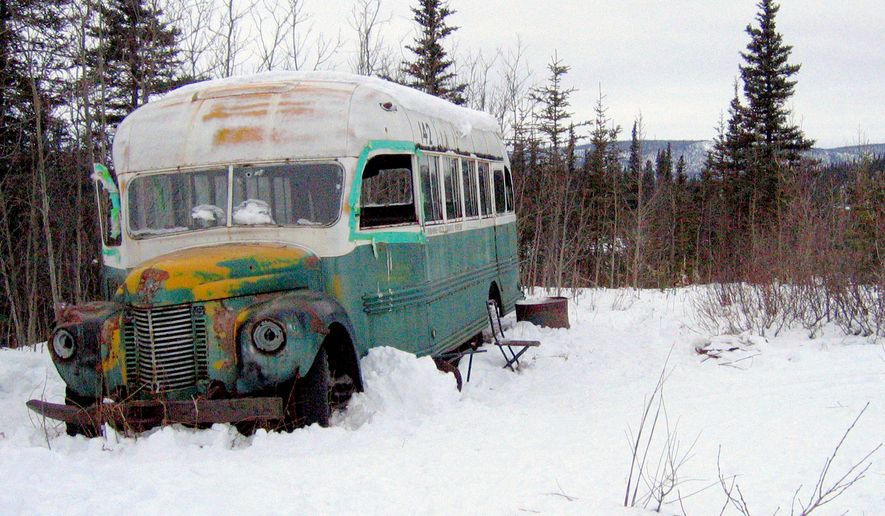 The abandoned bus where Christopher McCandless starved to death in 1992 is seen in this March 21, 2006 photo on the Stampede Road near Healy, Alaska. McCandless, who hiked into the Alaska wilderness in April 1992 died in there in late August 1992, was apparently poisoned by wild seeds that left him unable to fully metabolize what little food he had. Sean Penn's movie "Into the Wild" and Jon Krakauer's book of the same name is causing people from all over the world to retrace McCandless's steps to the 1940s-era International Harvester bus near Healy, Alaska where his body was found. (AP Photo/ Jillian Rogers ) ** NO SALES, ONE-TIME-USE ONLY, ARCHIVE OUT. FOR EDITORIAL USE ONLY **
