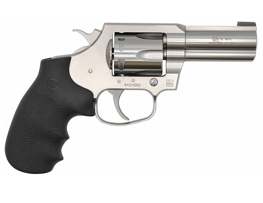 COLT KING COBRA .357 - King Cobra is reincarnated for 2019 as the 6-Shot .357 Magnum big brother of the Colt Cobra Double Action revolver. Sporting a heavy-duty frame, 3-inch barrel, and brushed stainless steel construction, the King Cobra secures a new place in the legendary heritage that makes Colt double-action revolvers some of the hottest collectible firearms today