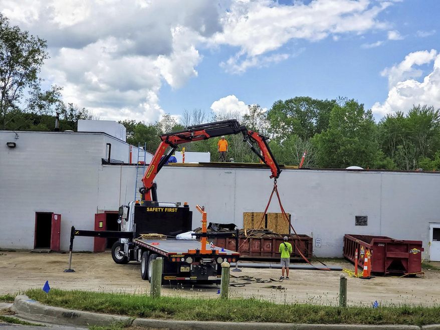 The Kassouni Manufacturing Inc. facility in Belding, Michigan, is shown on Tuesday, July 30, 2019. An Ionia judge last week signed a temporary restraining order to cease operations at the facility amid concerns among health officials about a June 2019 dumpster fire and the release of chemical clouds. (Elisabeth Waldon/The Daily News via AP)