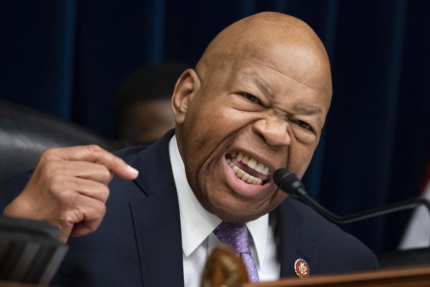 In this file photo from Tuesday, April 2, 2019, House Oversight and Reform Committee Chair Elijah Cummings, D-Md., leads a contentious meeting to call for subpoenas during a hearing on Capitol Hill in Washington. In the latest rhetorical shot at lawmakers of color, Trump this weekend vilified Cummings' majority-black Baltimore district as a "disgusting, rat and rodent infested mess" where "no human being would want to live." (AP Photo/J. Scott Applewhite, file)