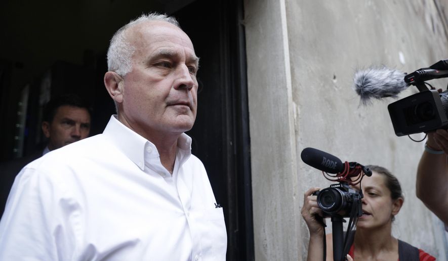 Ethan Elder, father of Finnegan Lee Elder, in custody for the slaying of Carabinieri officer Mario Cerciello Rega, leaves Regina Celi prison in Rome after seeing his son, Friday, Aug. 2, 2019. Two American teenagers were jailed in Rome on Saturday as authorities investigate their alleged roles in the fatal stabbing of the Italian police officer on a street near their hotel. (AP Photo/Andrew Medichini)