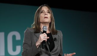 Democratic presidential candidate Marianne Williamson speaks during a public employees union candidate forum Saturday, Aug. 3, 2019, in Las Vegas. (AP Photo/John Locher) ** FILE **