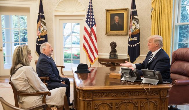 Talk radio host Michael Savage (middle) hopes President Trump will act to remove his name from a list of undesirables banned in Britain. (Michael Savage) ** FILE **