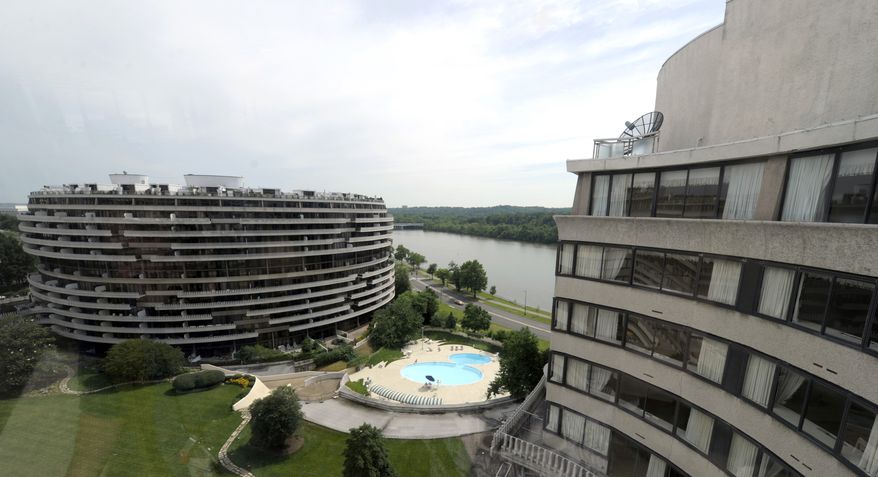 This photo taken May 30, 2012 shows a view of the Watergate complex from the top floor of the Watergate Office Building in Washington. (AP Photo/Susan Walsh) **FILE**