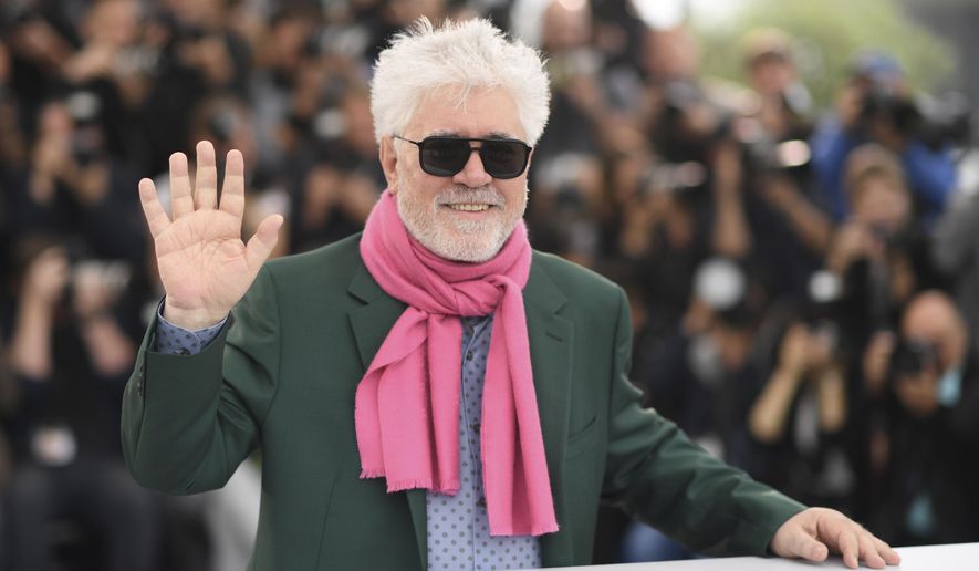 FILE - In this May 18, 2019. file photo, irector Pedro Almodovar poses for photographers at the photo call for the film "Pain and Glory" at the 72nd international film festival, Cannes, southern France. The New York Film Festival has announced on Tuesday, Aug. 6, 2019, the main slate for its 57th edition, adding films by Almodovar, Noah Baumbach and the late Agnes Varda to its highly selective annual Lincoln Center event.(Photo by Arthur Mola/Invision/AP, File)