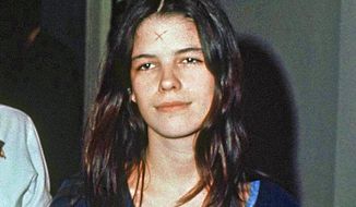 FILE - This March 29, 1971, file photo shows Leslie Van Houten in a Los Angeles lockup. She didn&#x27;t take part in the Tate killings but accompanied Charles Manson and others to the LaBianca home the next night where she held Rosemary LaBianca down with a pillowcase over her head as she and others stabbed her dozens of times. Van Houten, 69, has earned bachelor&#x27;s and master&#x27;s degrees in counseling while in prison and leads several prison programs to help rehabilitate fellow inmates. She has been recommended for parole three times but former Gov. Jerry Brown blocked her release each time. (AP Photo/File)