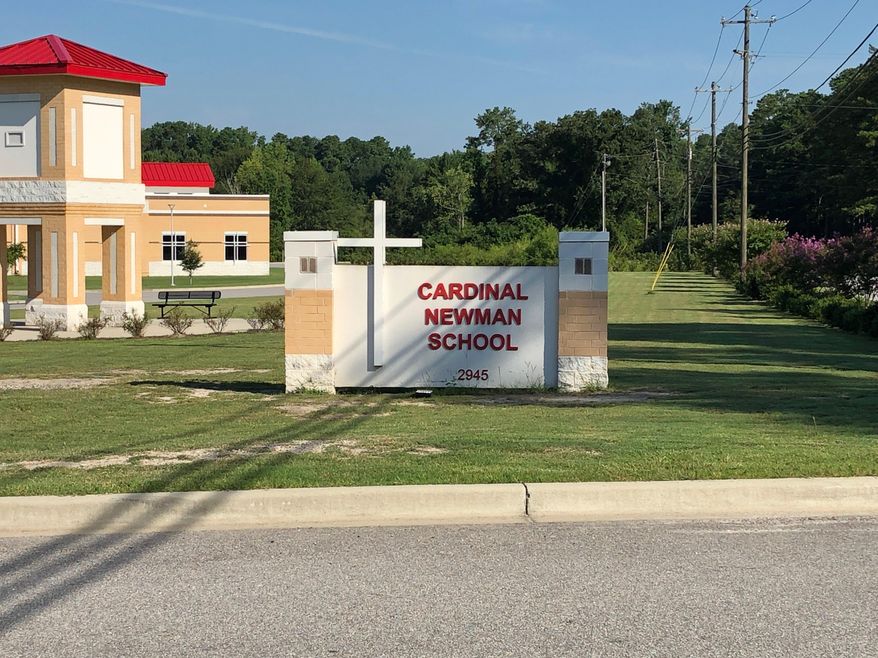 Cardinal Newman School in Columbia, S.C., is seen in this photo on Tuesday, Aug. 6, 2019. Parents with students at the private Catholic school are angry officials waited two weeks to let them know a 16-year-old student was expelled and arrested after authorities said he made racist videos and threatened to shoot people (AP Photo / Jeffrey Collins)