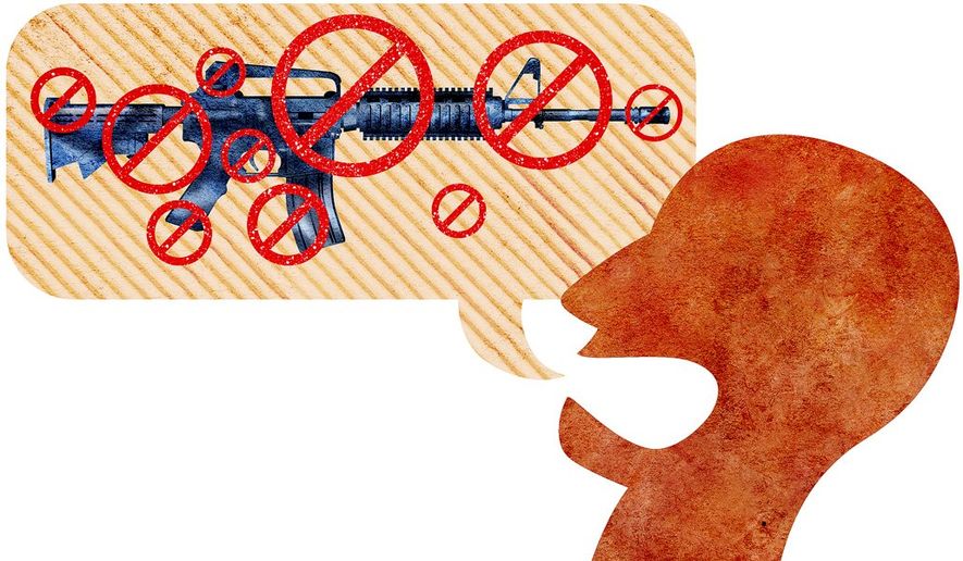 Shouting for Gun Ban Illustration by Greg Groesch/The Washington Times