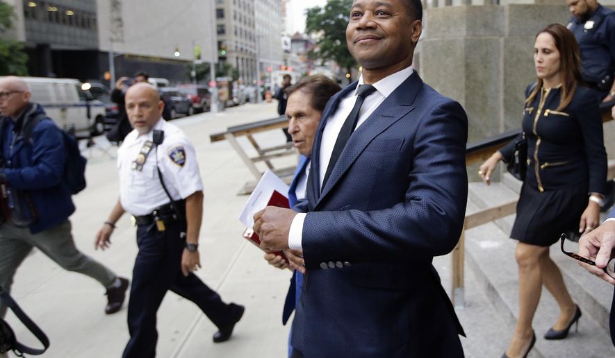 FILE - In this June 13, 2019 file photo, Cuba Gooding Jr. leaves criminal court in New York. A New York City judge has rejected actor Cuba Gooding Jr.'s request to have his groping case thrown out. (AP Photo/Frank Franklin II, File)