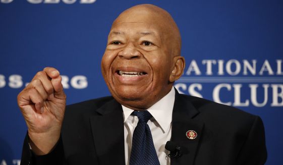 Rep. Elijah Cummings, D-Md., speaks during a luncheon at the National Press Club in Washington, Wednesday, Aug. 7, 2019. (AP Photo/Patrick Semansky)
