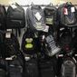 This Thursday, Aug. 8, 2019, file photo shows bulletproof backpacks that for sale at an Office Depot store in Evanston, Ill. (AP Photo/Teresa Crawford) ** FILE **