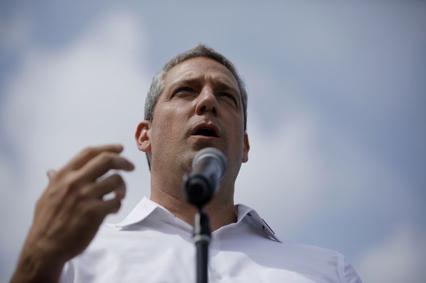 Democratic presidential candidate Rep. Tim Ryan, D-Ohio, speaks at the Iowa State Fair, Saturday, Aug. 10, 2019, in Des Moines, Iowa. (AP Photo/John Locher)
