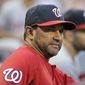 Washington Nationals manager Dave Martinez during the first inning of a baseball game against the New York Mets at Citi Field, Saturday, Aug. 10, 2019, in New York. (AP Photo/Seth Wenig) ** FILE **