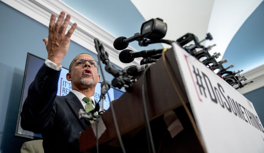 Rep. Anthony Brown, D-Md., speaks at a news conference calling for Senate action on H.R. 8 - Bipartisan Background Checks Act of 2019 on Capitol Hill in Washington, Tuesday, Aug. 13, 2019. (AP Photo/Andrew Harnik) ** FILE **