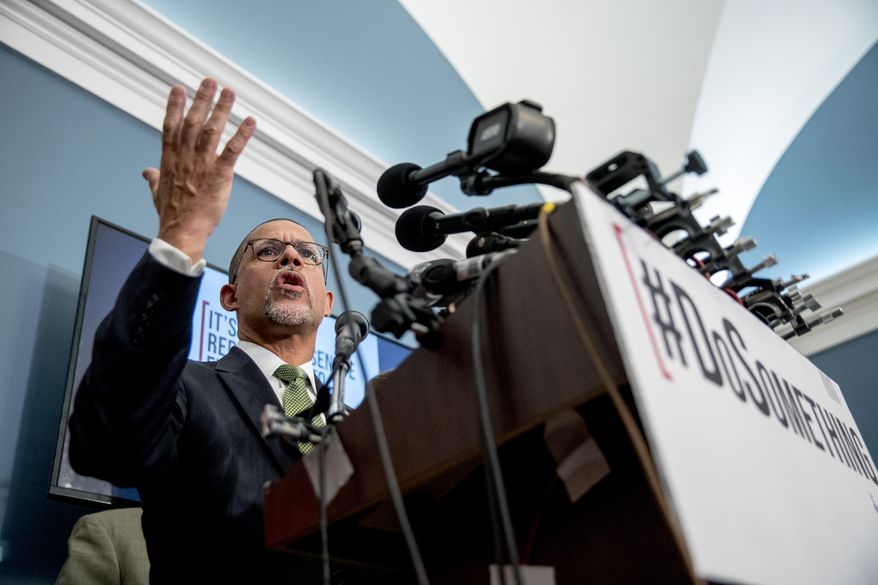 Rep. Anthony Brown, D-Md., speaks at a news conference calling for Senate action on H.R. 8 - Bipartisan Background Checks Act of 2019 on Capitol Hill in Washington, Tuesday, Aug. 13, 2019. (AP Photo/Andrew Harnik) ** FILE **