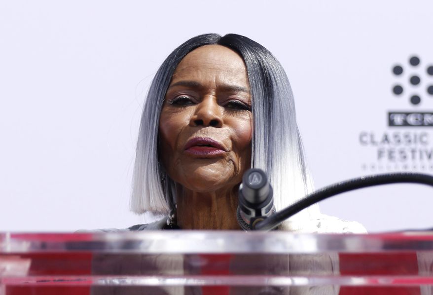 FILE - In an April 27, 2018 file photo, Cicely Tyson speaks at her Hand and Footprint Ceremony at the TCL Chinese Theatre, in Los Angeles. PWN Netwoek said Tuesday, August 13, 2019 that Cicely Tyson will join the cast as a series regular in Ava DuVernay’s new romance anthology series on OWN, “Cherish the Day.” (Photo by Willy Sanjuan/Invision/AP, File)