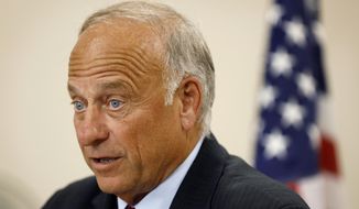 U.S. Rep. Steve King, R-Iowa, speaks during a town hall meeting, Tuesday, Aug. 13, 2019, in Boone, Iowa. King is defending his call for a ban on all abortions by questioning whether &amp;quot;there would be any population of the world left&amp;quot; if not for births due to rape and incest. Speaking Wednesday, Aug. 14, 2019, before a conservative group in the Des Moines suburb of Urbandale, the Iowa congressman reviewed legislation he has sought that would outlaw abortions without exceptions for rape and incest. (AP Photo/Charlie Neibergall)