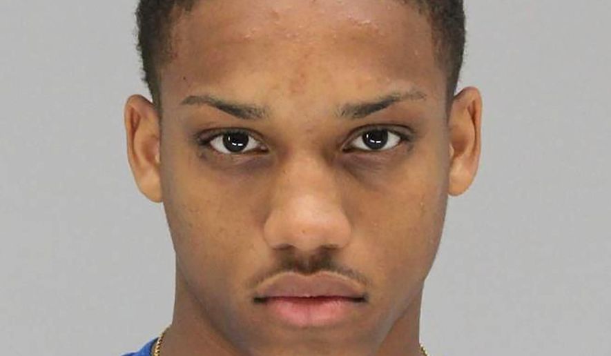 This undated booking photo provided by the Dallas County Sheriff's Office shows Tyrese Simmons. Dallas police have identified Simmons as their suspect in a shooting mistake that killed a 9-year-old girl. A police statement released Thursday, Aug. 16, 2019, said the 19-year-old self-described rapper is sought in the shooting death of Brandoniya Bennett. The shooting happened Wednesday afternoon at an apartment building in the Old East Dallas section just northeast of downtown. (Dallas County Sheriff's Office via AP)