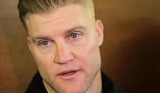 FILE - In this Dec. 31, 2018, file photo, New York Jets quarterback Josh McCown talks to reporters in the locker room in Florham Park, N.J. McCown&#39;s retirement lasted two months. The Philadelphia Eagles signed the 40-year-old quarterback to a one-year deal on Saturday, Aug. 17, 2019, a person familiar with the deal told The Associated Press. He is coming out of retirement to join his 11th team and play his 17th season. (AP Photo/Seth Wenig, File)