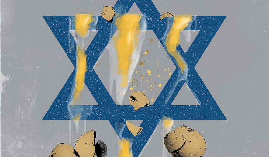 Illustration on anti-semitic attacks on Israel by Linas Garsys/The Washington Times