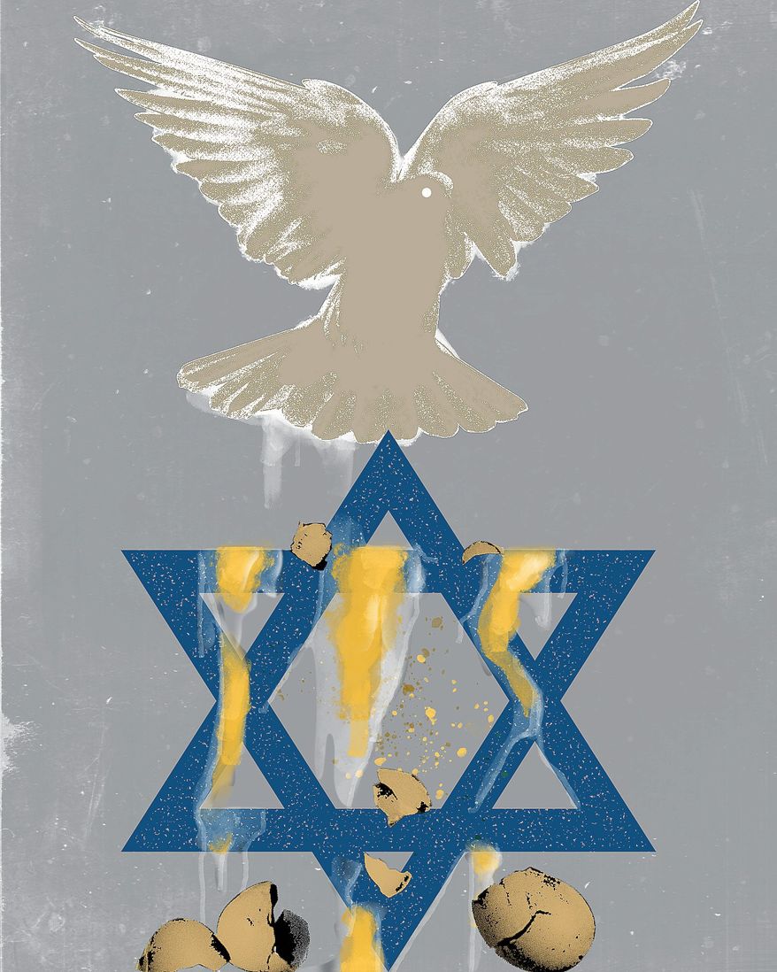 Illustration on anti-semitic attacks on Israel by Linas Garsys/The Washington Times