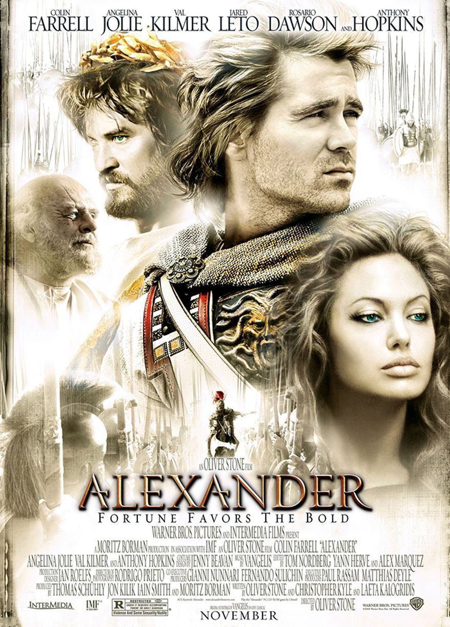 5. Alexander Actors: Angelina Jolie, Val Kilmer, Colin Farrell, Jared Leto, Anthony Hopkins Released: 2004 Directed by: Oliver Stone, Wilhelm Sasnal, Anka Sasnal