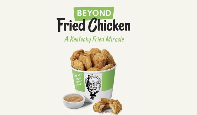 This undated product image provided by KFC shows plant-based chicken. Kentucky Fried Chicken plans to test plant-based chicken nuggets and boneless wings on Tuesday, Aug. 27, 2019, at one of its restaurants in Atlanta. (KFC via AP) ** FILE **