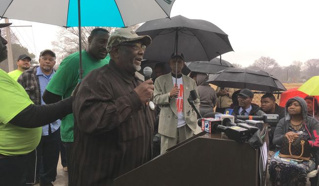 In this Feb. 1, 2018 photo Baxter Leach speaks during a ceremony honoring two colleagues who were killed on the job in 1968 in Memphis, Tenn. King was fatally shot on a hotel balcony in Memphis on April 4, 1968. Close friends say a prominent member of the Memphis, Tennessee, sanitation workers union whose historic strike was supported by the Rev. Martin Luther King Jr. has died. Baxter Leach was 79. Gail Tyree is executive director of Memphis Local 1733 chapter of the American Federation of State, County and Municipal Employees union. Tyree said she spoke with Leach&#x27;s daughter, who said he died Tuesday, Aug. 27 2019. (AP Photo/Adrian Sainz)