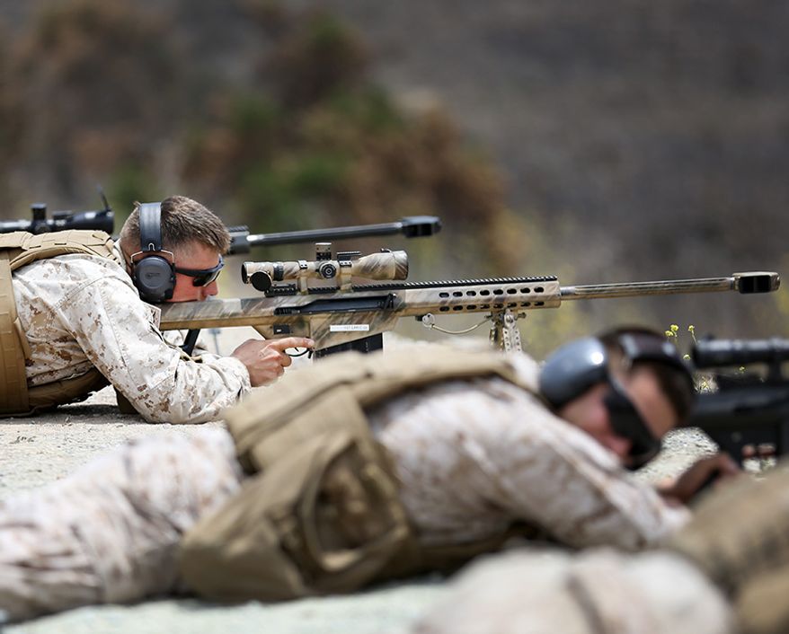 M107 ANTI-MATERIAL RIFLE - Sergeant Michael Henderson, chief scout serving with Charlie company, 1st Light Armored Reconnaissance Battalion, fires an M107 Special Application Scoped Rifle during a weeklong SASR training course here, July 10, 2013. Henderson, a native of Kalamazoo, Mich., took the course to learn how to effectively use the .50 caliber rifle and to train his Marines in his company.